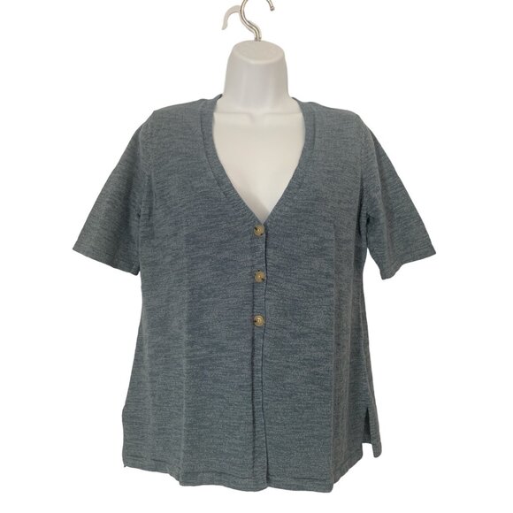 Croft & Barrow Womens Button Front Knit Cardigan Blue V-Neck Size PS - Picture 1 of 10